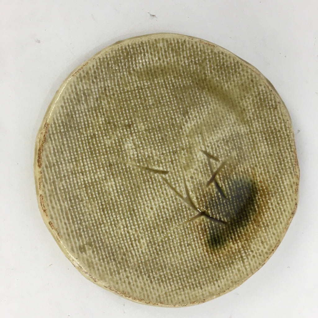 Japanese Ceramic Small Plate Kiseto ware Kozara Vtg Round Pottery Yellow PP583