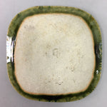 Japanese Ceramic Small Plate Kozara Oribe ware Vtg Square Pottery PP38