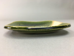 Japanese Ceramic Small Plate Kozara Oribe ware Vtg Square Pottery PP40