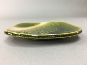 Japanese Ceramic Small Plate Kozara Oribe ware Vtg Square Pottery PP41