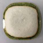 Japanese Ceramic Small Plate Kozara Oribe ware Vtg Square Pottery PP41