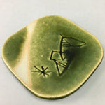 Japanese Ceramic Small Plate Kozara Oribe ware Vtg Square Pottery PP41