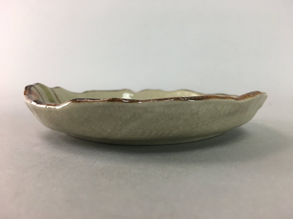 Japanese Ceramic Small Plate Kozara Vtg Round Pottery Orange Green Brown PT874