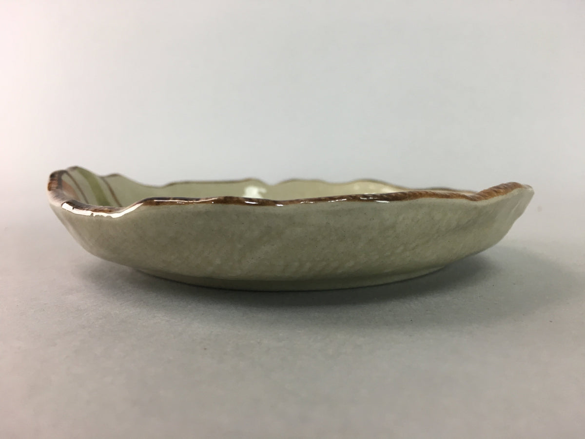 Japanese Ceramic Small Plate Kozara Vtg Round Pottery Orange Green Brown PT874