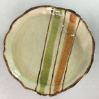 Japanese Ceramic Small Plate Kozara Vtg Round Pottery Orange Green Brown PT874