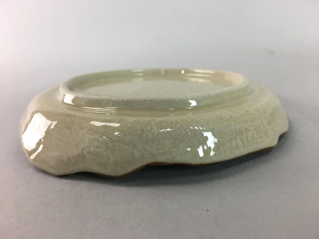 Japanese Ceramic Small Plate Kozara Vtg Round Pottery Orange Green Brown PT874