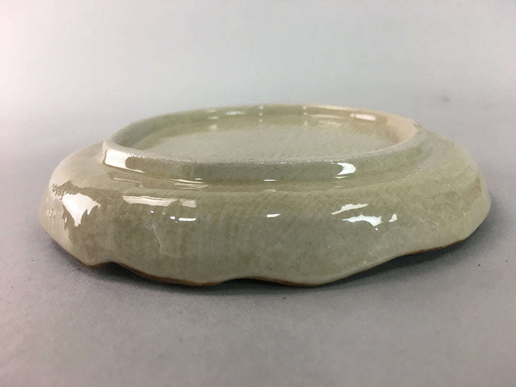 Japanese Ceramic Small Plate Kozara Vtg Round Pottery Orange Green Brown PT874