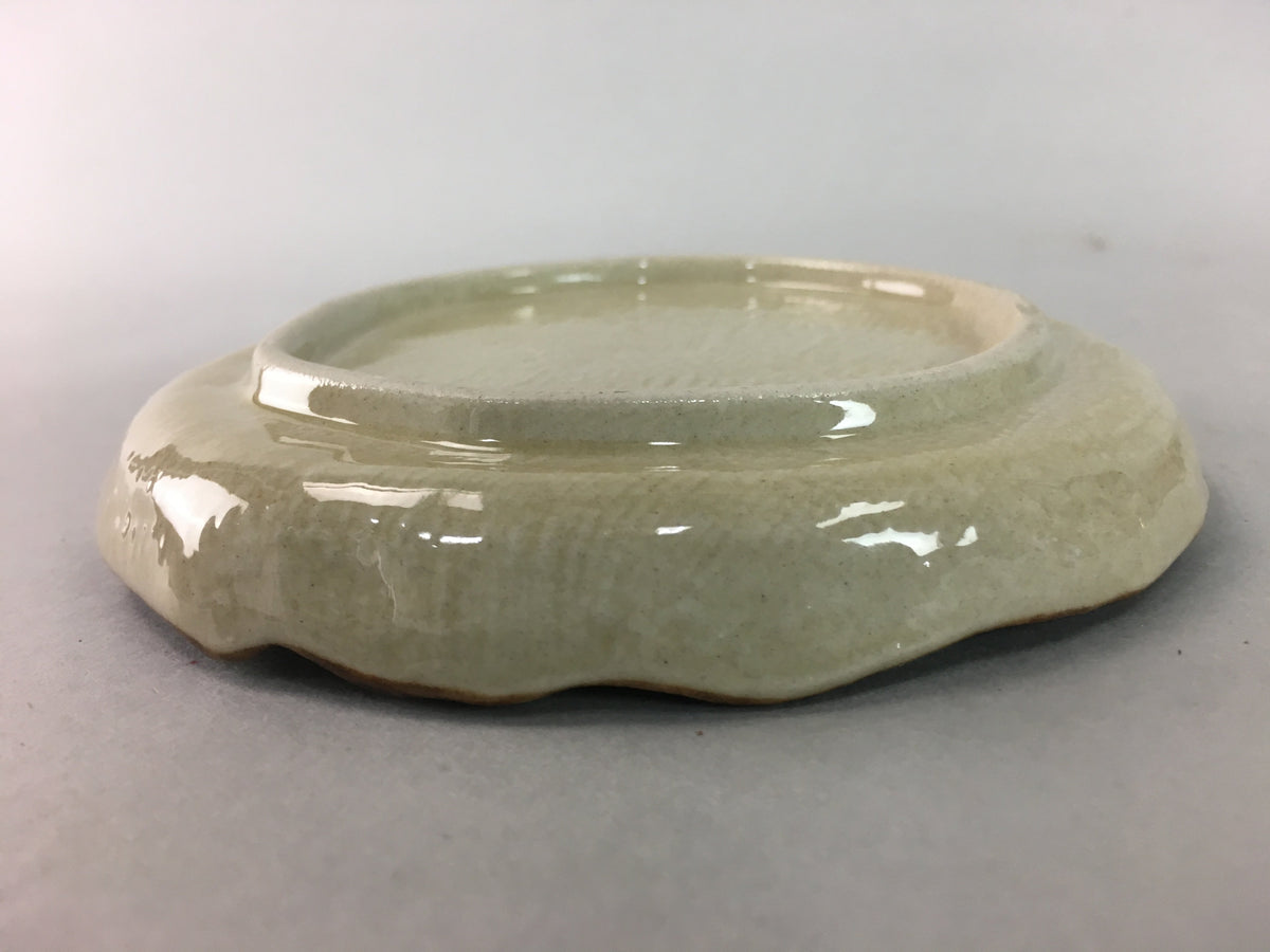 Japanese Ceramic Small Plate Kozara Vtg Round Pottery Orange Green Brown PT874