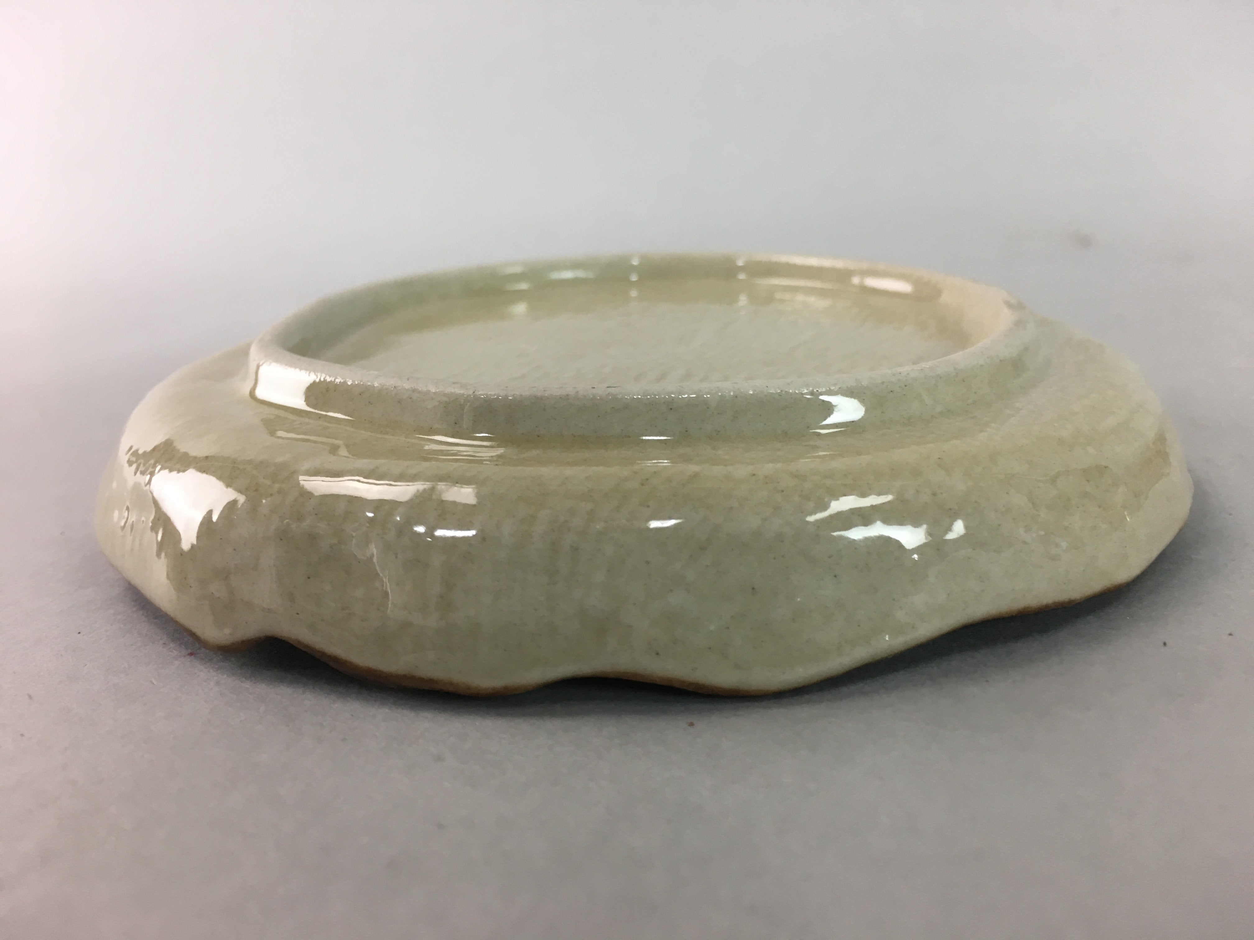 Japanese Ceramic Small Plate Kozara Vtg Round Pottery Orange Green Brown PT874