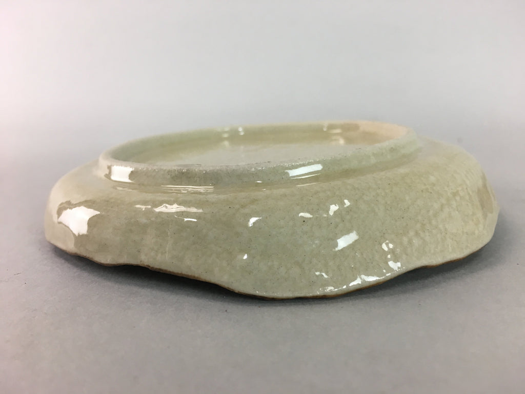 Japanese Ceramic Small Plate Kozara Vtg Round Pottery Orange Green Brown PT874
