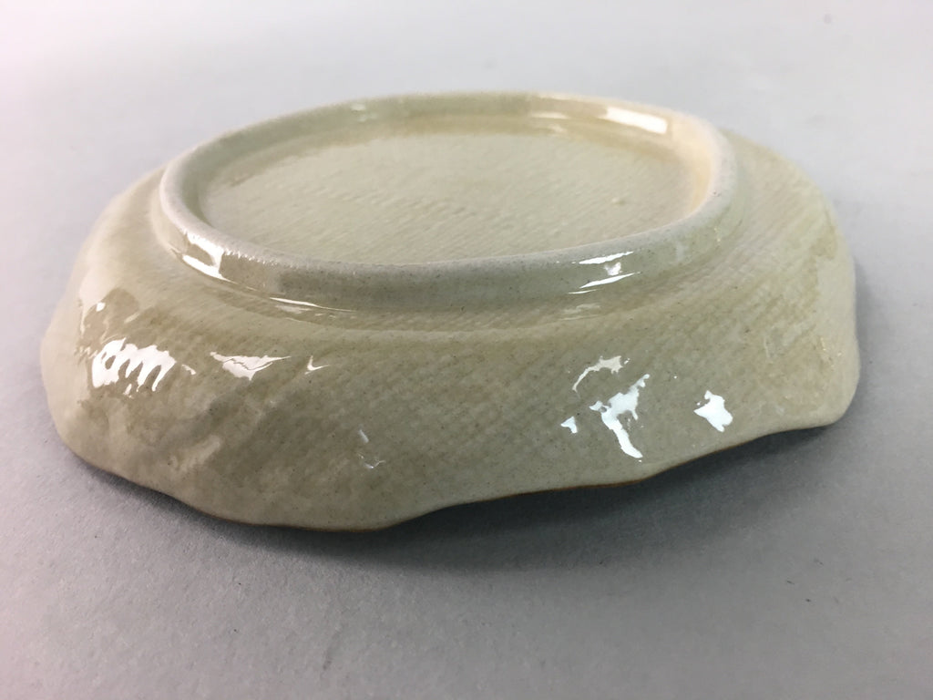 Japanese Ceramic Small Plate Kozara Vtg Round Pottery Orange Green Brown PT875