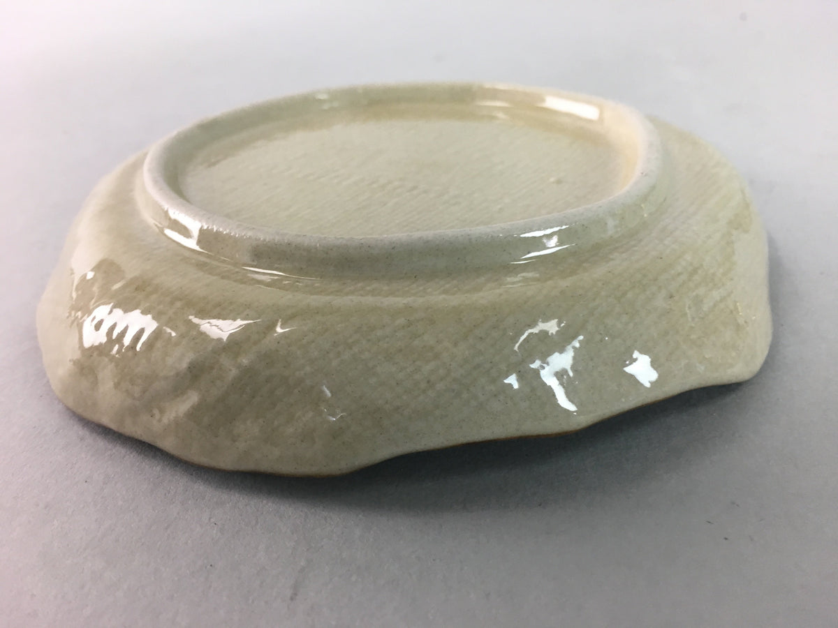 Japanese Ceramic Small Plate Kozara Vtg Round Pottery Orange Green Brown PT875