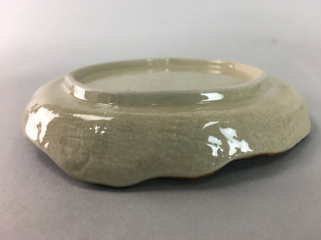 Japanese Ceramic Small Plate Kozara Vtg Round Pottery Orange Green Brown PT875