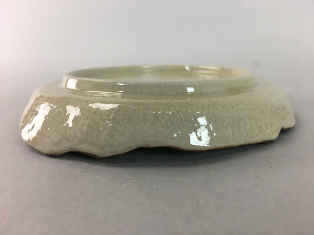 Japanese Ceramic Small Plate Kozara Vtg Round Pottery Orange Green Brown PT876