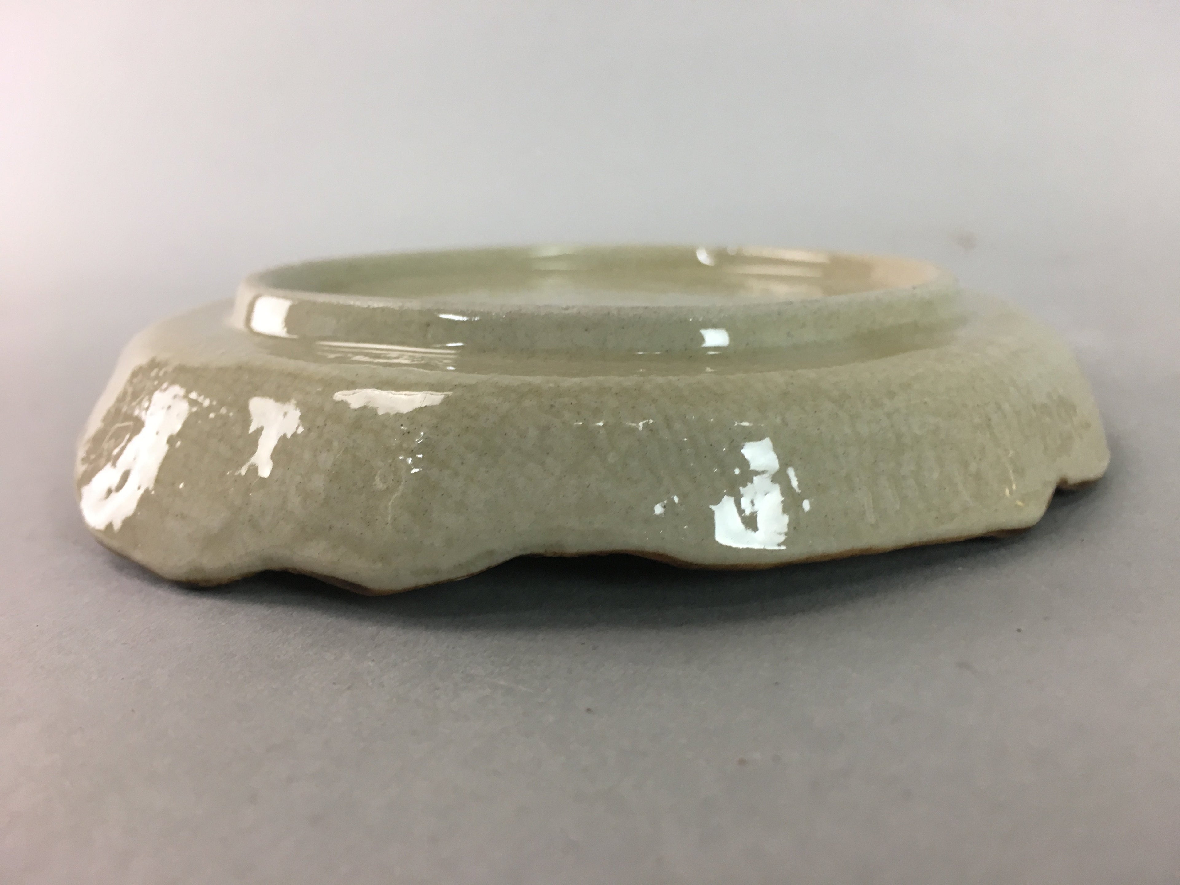 Japanese Ceramic Small Plate Kozara Vtg Round Pottery Orange Green Brown PT876
