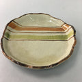 Japanese Ceramic Small Plate Kozara Vtg Round Pottery Orange Green Brown PT876