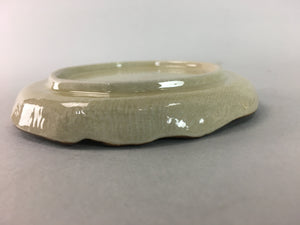 Japanese Ceramic Small Plate Kozara Vtg Round Pottery Orange Green Brown PT877