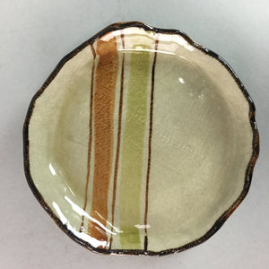 Japanese Ceramic Small Plate Kozara Vtg Round Pottery Orange Green Brown PT878