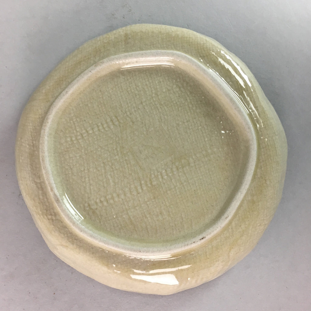 Japanese Ceramic Small Plate Kozara Vtg Round Pottery Orange Green Brown PT878