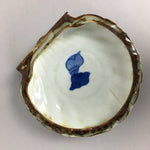 Japanese Ceramic Small Plate Kozara Vtg Shell Shape Pottery White Brown PP462