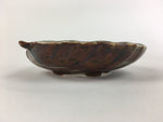Japanese Ceramic Small Plate Kozara Vtg Shell Shape Pottery White Brown PP462