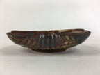 Japanese Ceramic Small Plate Kozara Vtg Shell Shape Pottery White Brown PP462