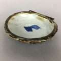 Japanese Ceramic Small Plate Kozara Vtg Shell Shape Pottery White Brown PP462
