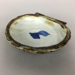 Japanese Ceramic Small Plate Kozara Vtg Shell Shape Pottery White Brown PP462