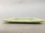 Japanese Ceramic Small Plate Kozara Vtg Square Green Plum Blossom Pottery PP438