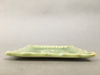 Japanese Ceramic Small Plate Kozara Vtg Square Green Plum Blossom Pottery PP438