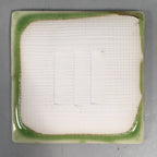 Japanese Ceramic Small Plate Kozara Vtg Square Green Plum Blossom Pottery PP441