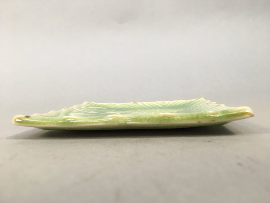 Japanese Ceramic Small Plate Kozara Vtg Square Green Plum Blossom Pottery PP441