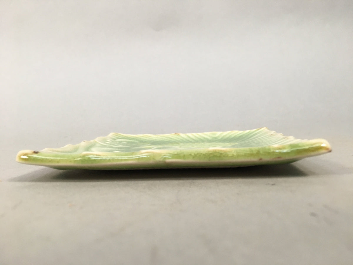 Japanese Ceramic Small Plate Kozara Vtg Square Green Plum Blossom Pottery PP441