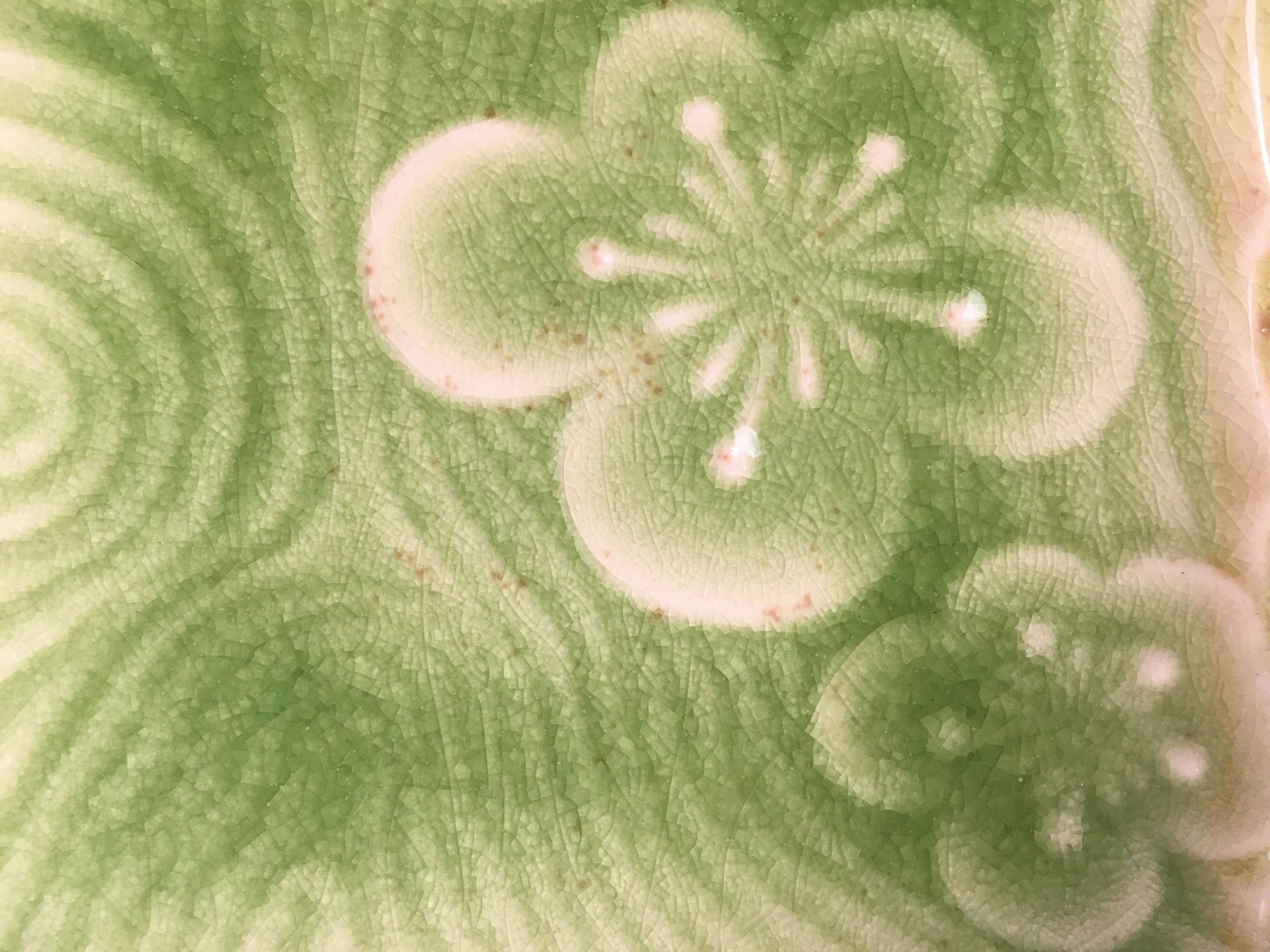 Japanese Ceramic Small Plate Kozara Vtg Square Green Plum Blossom Pottery PP442