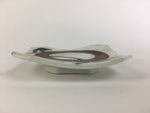 Japanese Ceramic Small Plate Kozara Vtg Square Pottery White Brown PP463