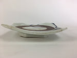 Japanese Ceramic Small Plate Kozara Vtg Square Pottery White Brown PP463
