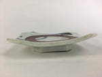 Japanese Ceramic Small Plate Kozara Vtg Square Pottery White Brown PP463