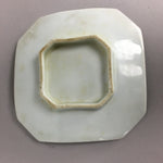 Japanese Ceramic Small Plate Kozara Vtg Square Pottery White Brown PP463