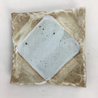 Japanese Ceramic Small Plate Kozara Vtg Square Shape Pottery Brown White PP604