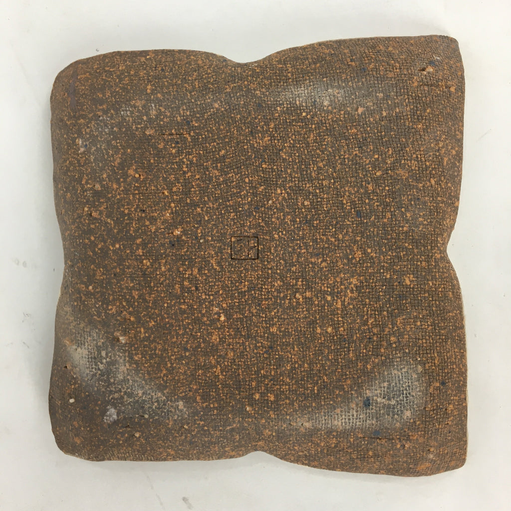 Japanese Ceramic Small Plate Kozara Vtg Square Shape Pottery Brown White PP604