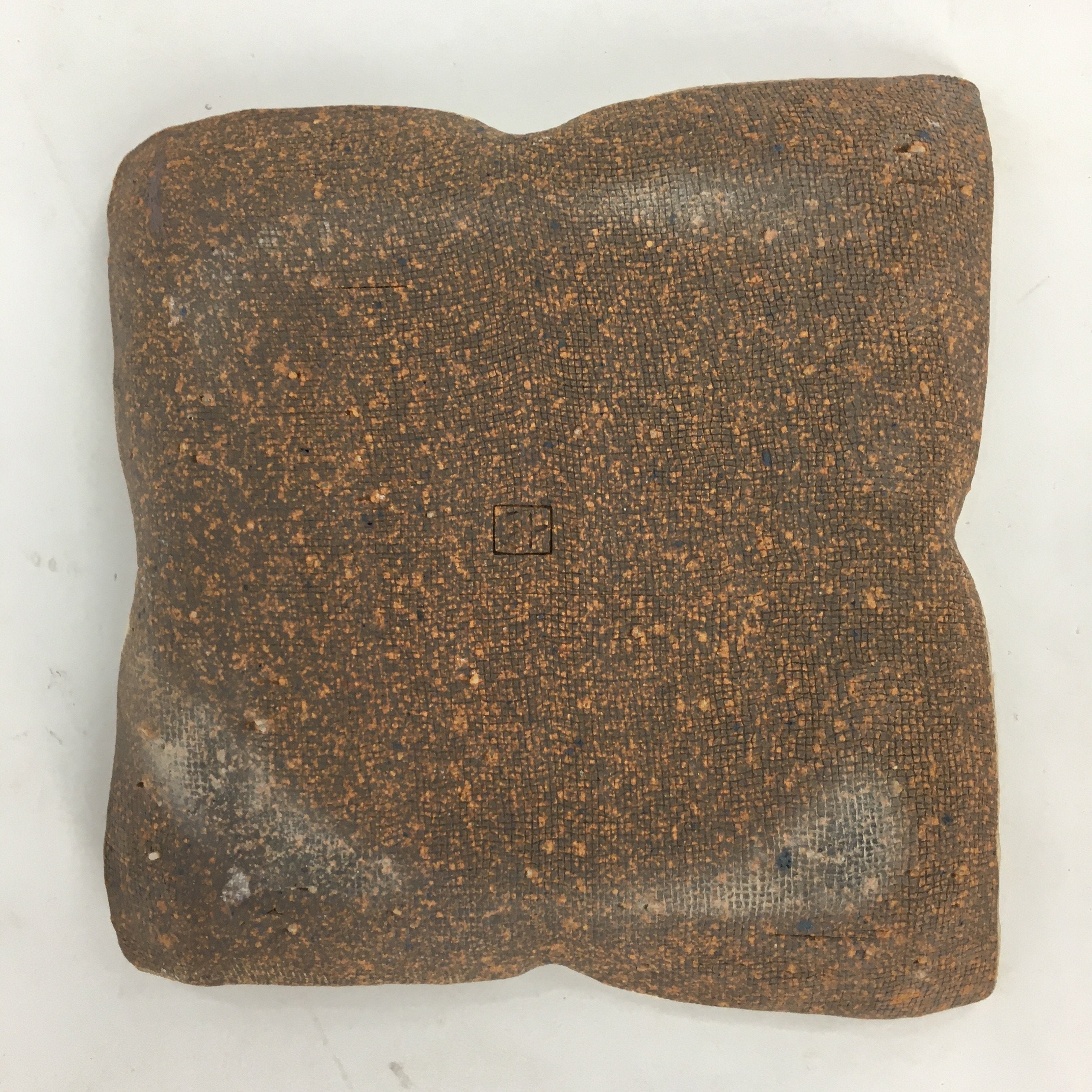 Japanese Ceramic Small Plate Kozara Vtg Square Shape Pottery Brown White PP604