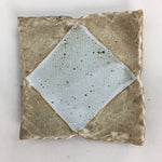 Japanese Ceramic Small Plate Kozara Vtg Square Shape Pottery Brown White PP606