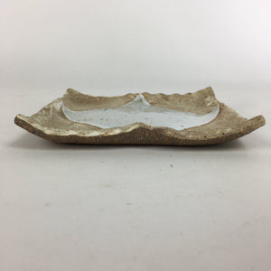 Japanese Ceramic Small Plate Kozara Vtg Square Shape Pottery Brown White PP606