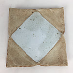 Japanese Ceramic Small Plate Kozara Vtg Square Shape Pottery Brown White PP609