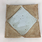 Japanese Ceramic Small Plate Kozara Vtg Square Shape Pottery Brown White PP612