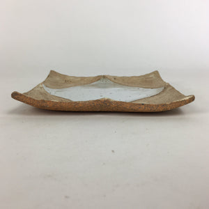 Japanese Ceramic Small Plate Kozara Vtg Square Shape Pottery Brown White PP612