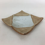 Japanese Ceramic Small Plate Kozara Vtg Square Shape Pottery Brown White PP612