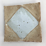 Japanese Ceramic Small Plate Kozara Vtg Square Shape Pottery Brown White PP613