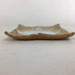 Japanese Ceramic Small Plate Kozara Vtg Square Shape Pottery Brown White PP613