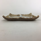 Japanese Ceramic Small Plate Kozara Vtg Square Shape Pottery Brown White PP615